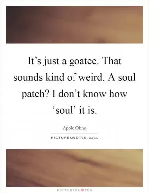 It’s just a goatee. That sounds kind of weird. A soul patch? I don’t know how ‘soul’ it is Picture Quote #1