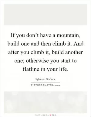 If you don’t have a mountain, build one and then climb it. And after you climb it, build another one; otherwise you start to flatline in your life Picture Quote #1