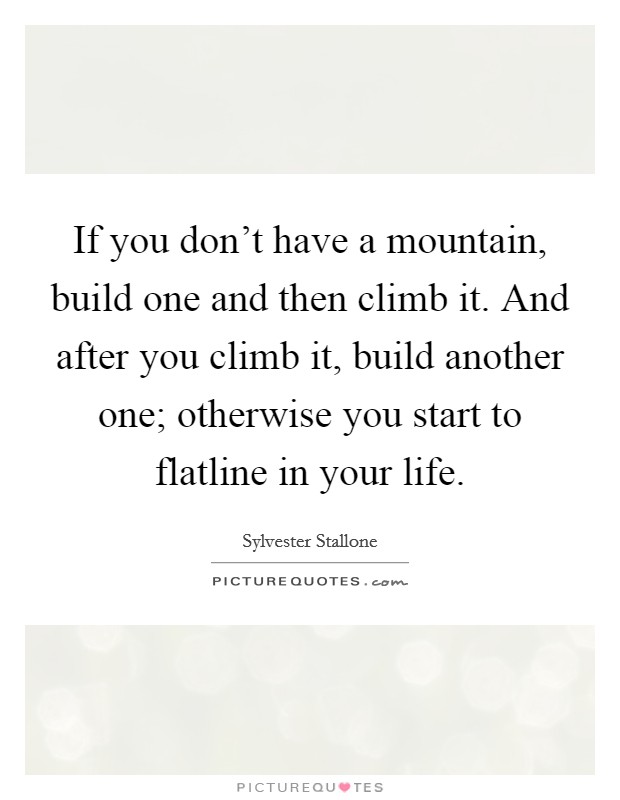 If you don't have a mountain, build one and then climb it. And after you climb it, build another one; otherwise you start to flatline in your life Picture Quote #1