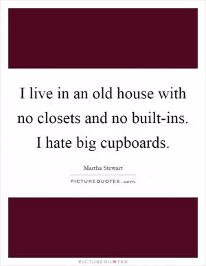 I live in an old house with no closets and no built-ins. I hate big cupboards Picture Quote #1