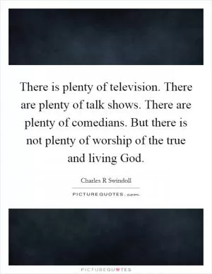 There is plenty of television. There are plenty of talk shows. There are plenty of comedians. But there is not plenty of worship of the true and living God Picture Quote #1