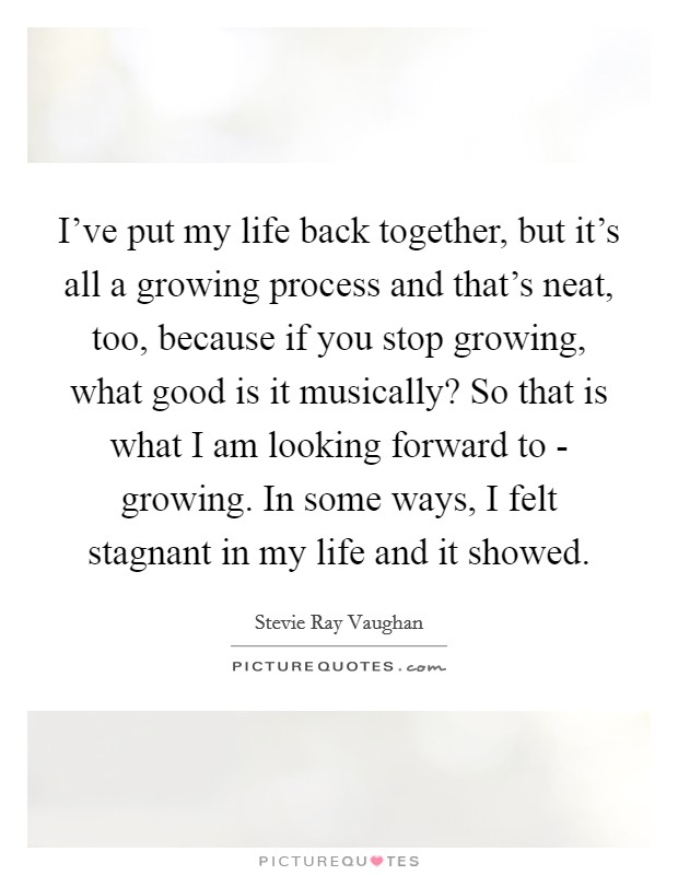 I've put my life back together, but it's all a growing process and that's neat, too, because if you stop growing, what good is it musically? So that is what I am looking forward to - growing. In some ways, I felt stagnant in my life and it showed Picture Quote #1