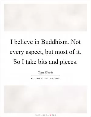 I believe in Buddhism. Not every aspect, but most of it. So I take bits and pieces Picture Quote #1