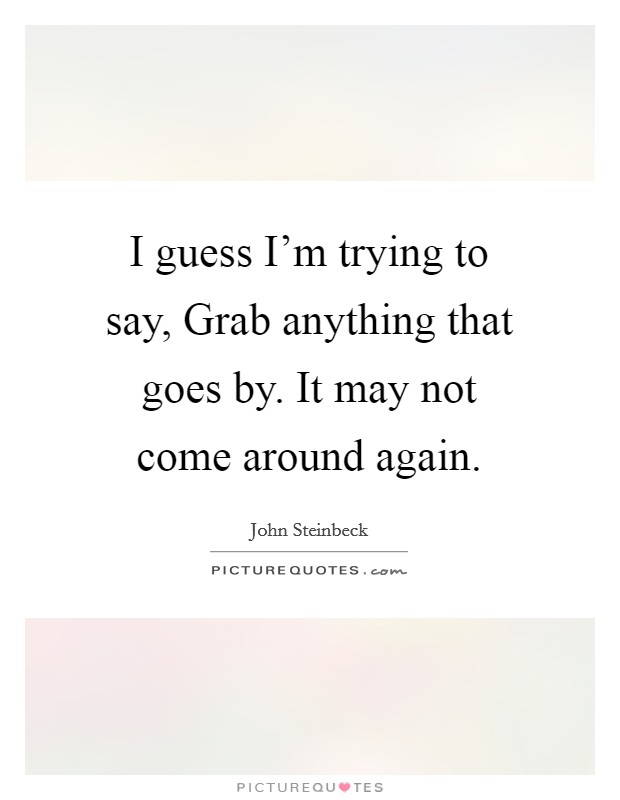I guess I'm trying to say, Grab anything that goes by. It may not come around again Picture Quote #1