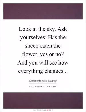 Look at the sky. Ask yourselves: Has the sheep eaten the flower, yes or no? And you will see how everything changes Picture Quote #1