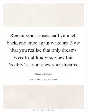 Regain your senses, call yourself back, and once again wake up. Now that you realize that only dreams were troubling you, view this ‘reality’ as you view your dreams Picture Quote #1