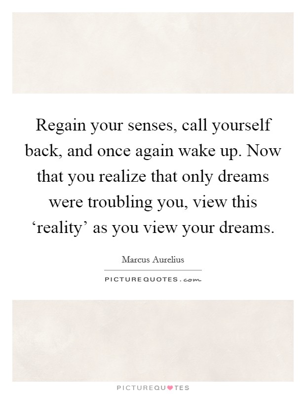 Regain your senses, call yourself back, and once again wake up. Now that you realize that only dreams were troubling you, view this ‘reality' as you view your dreams Picture Quote #1