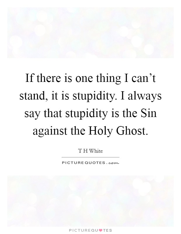 If there is one thing I can't stand, it is stupidity. I always say that stupidity is the Sin against the Holy Ghost Picture Quote #1