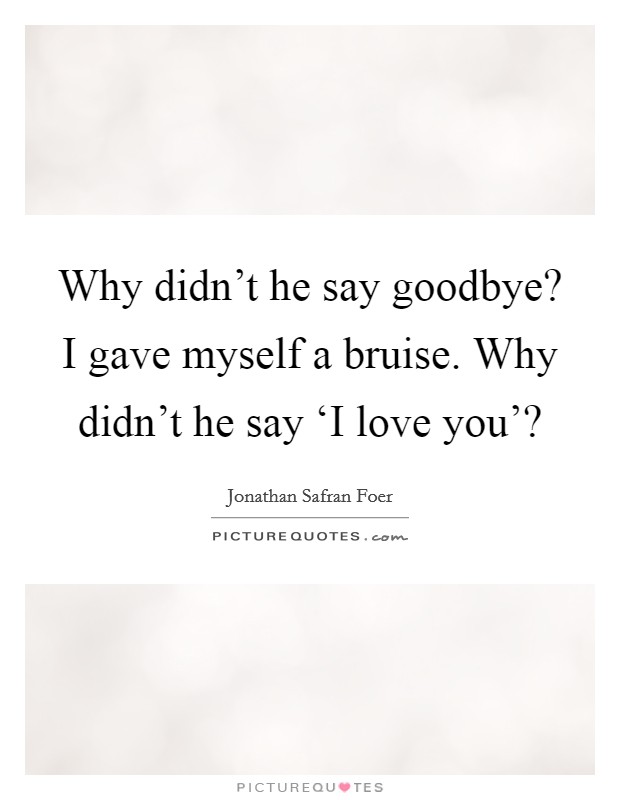 Why didn't he say goodbye? I gave myself a bruise. Why didn't he say ‘I love you'? Picture Quote #1