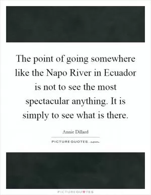 The point of going somewhere like the Napo River in Ecuador is not to see the most spectacular anything. It is simply to see what is there Picture Quote #1
