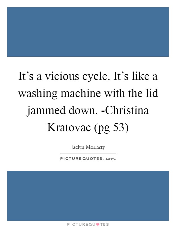 It's a vicious cycle. It's like a washing machine with the lid jammed down. -Christina Kratovac (pg 53) Picture Quote #1