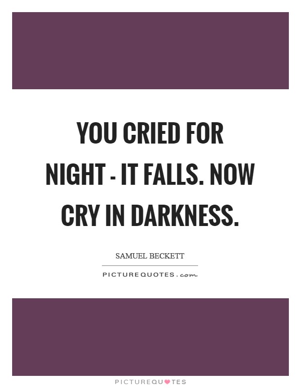 You cried for night - it falls. Now cry in darkness Picture Quote #1