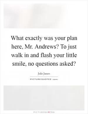 What exactly was your plan here, Mr. Andrews? To just walk in and flash your little smile, no questions asked? Picture Quote #1