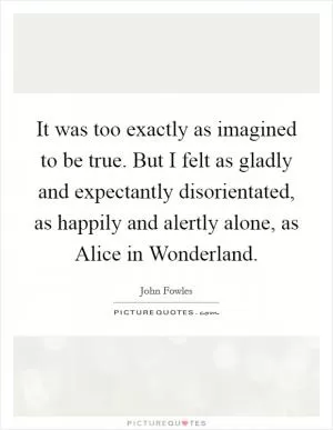 It was too exactly as imagined to be true. But I felt as gladly and expectantly disorientated, as happily and alertly alone, as Alice in Wonderland Picture Quote #1