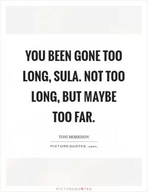 You been gone too long, Sula. Not too long, but maybe too far Picture Quote #1