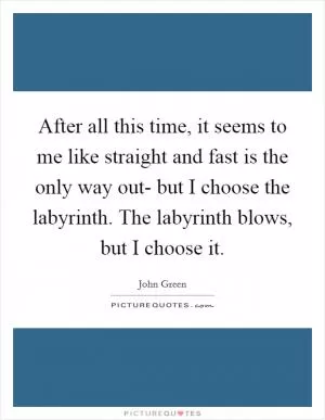 After all this time, it seems to me like straight and fast is the only way out- but I choose the labyrinth. The labyrinth blows, but I choose it Picture Quote #1