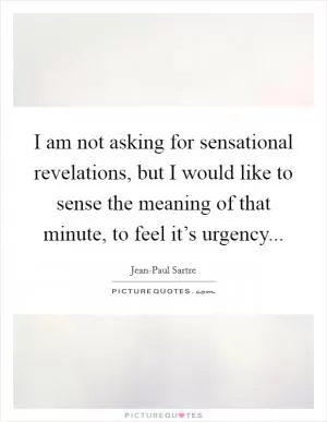 I am not asking for sensational revelations, but I would like to sense the meaning of that minute, to feel it’s urgency Picture Quote #1