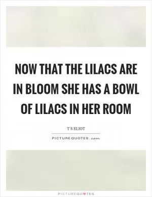 Now that the lilacs are in bloom She has a bowl of lilacs in her room Picture Quote #1