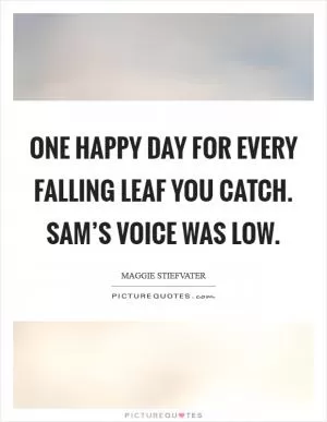 One happy day for every falling leaf you catch. Sam’s voice was low Picture Quote #1
