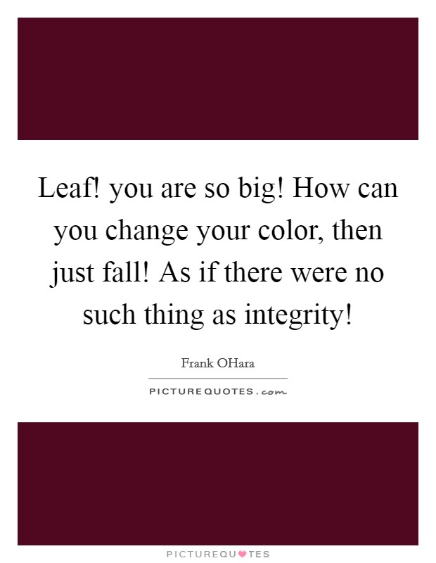 Leaf! you are so big! How can you change your color, then just fall! As if there were no such thing as integrity! Picture Quote #1