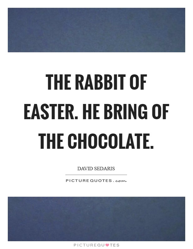 The rabbit of Easter. He bring of the chocolate Picture Quote #1
