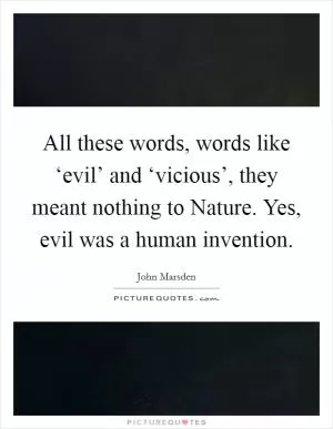 All these words, words like ‘evil’ and ‘vicious’, they meant nothing to Nature. Yes, evil was a human invention Picture Quote #1