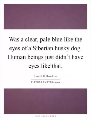 Was a clear, pale blue like the eyes of a Siberian husky dog. Human beings just didn’t have eyes like that Picture Quote #1