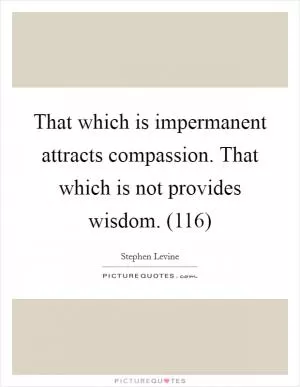 That which is impermanent attracts compassion. That which is not provides wisdom. (116) Picture Quote #1