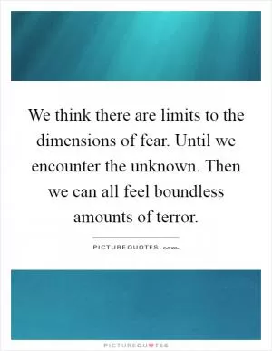 We think there are limits to the dimensions of fear. Until we encounter the unknown. Then we can all feel boundless amounts of terror Picture Quote #1