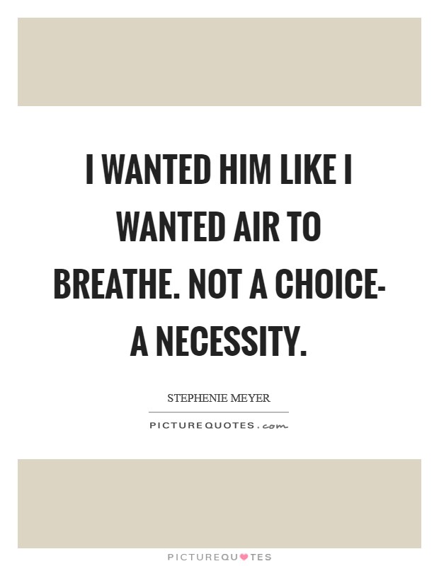 I wanted him like I wanted air to breathe. Not a choice- a necessity Picture Quote #1