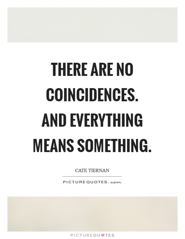 There are no coincidences. And everything means something Picture Quote #1