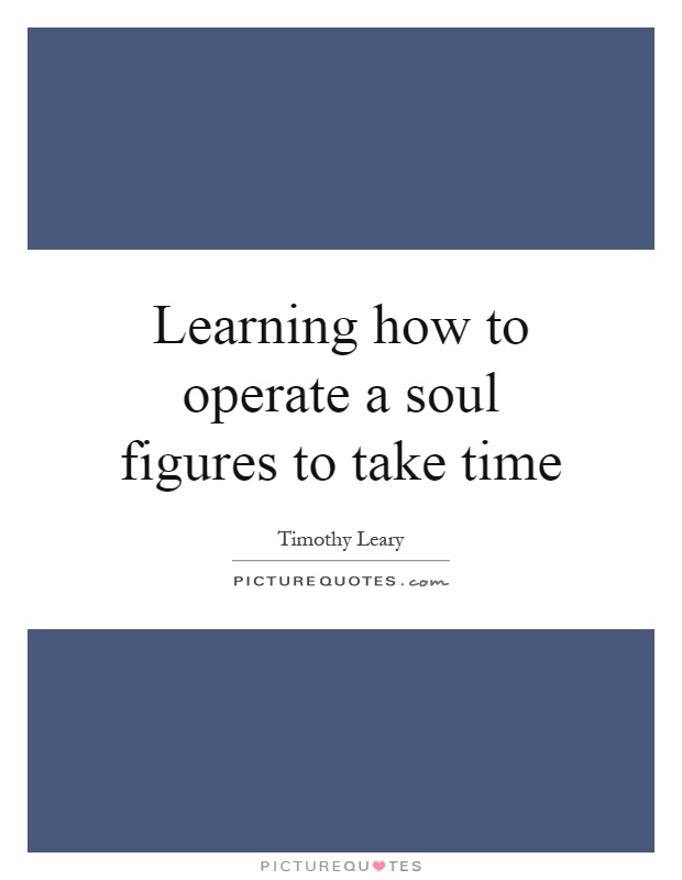 Learning how to operate a soul figures to take time Picture Quote #1