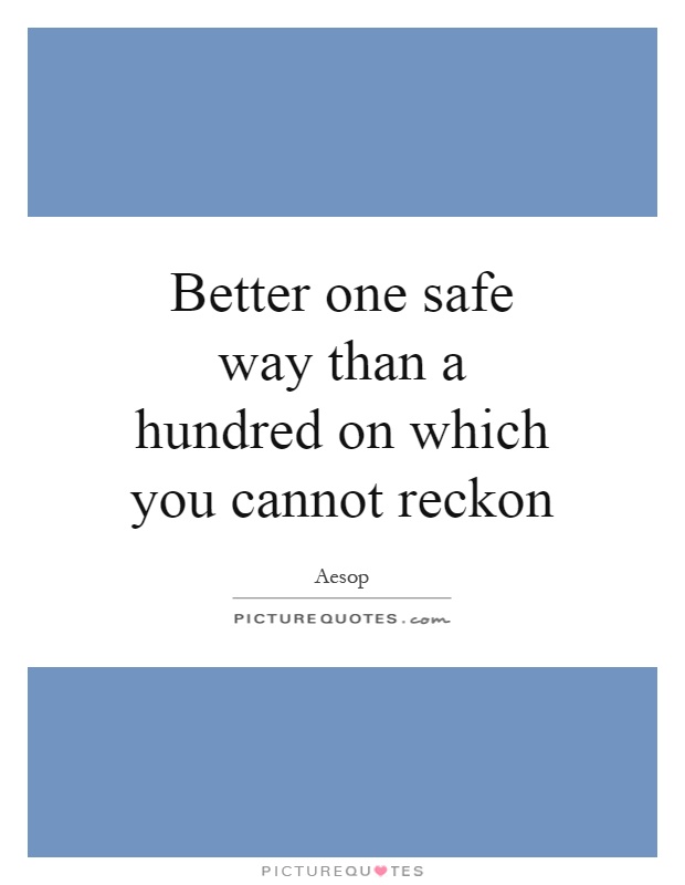 Better one safe way than a hundred on which you cannot reckon Picture Quote #1