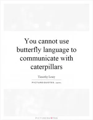 You cannot use butterfly language to communicate with caterpillars Picture Quote #1