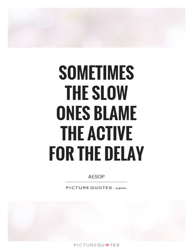 Sometimes the slow ones blame the active for the delay Picture Quote #1
