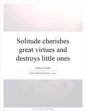 Solitude cherishes great virtues and destroys little ones Picture Quote #1