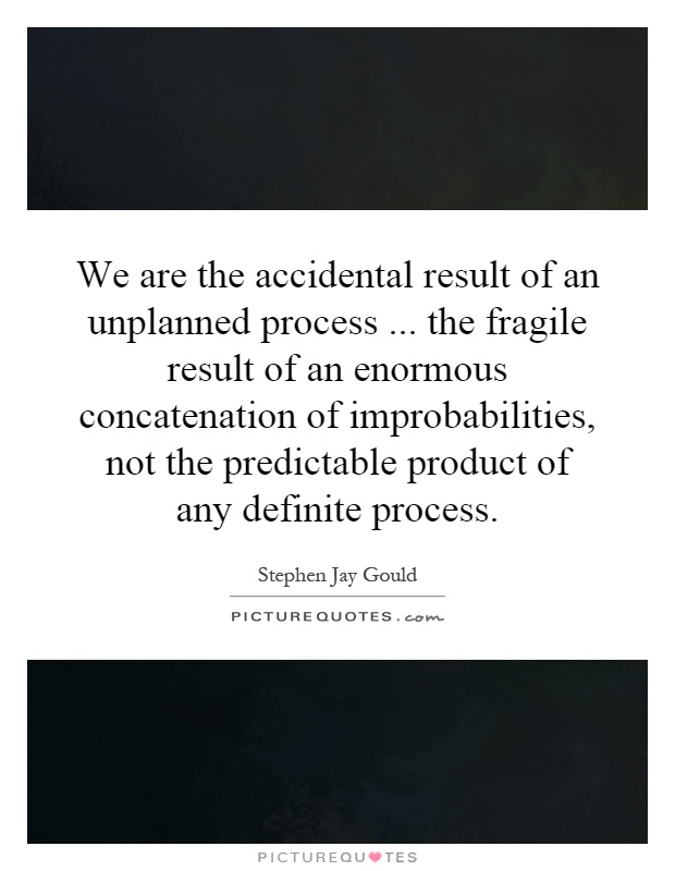 We are the accidental result of an unplanned process... the fragile result of an enormous concatenation of improbabilities, not the predictable product of any definite process Picture Quote #1