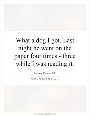 What a dog I got. Last night he went on the paper four times - three while I was reading it Picture Quote #1