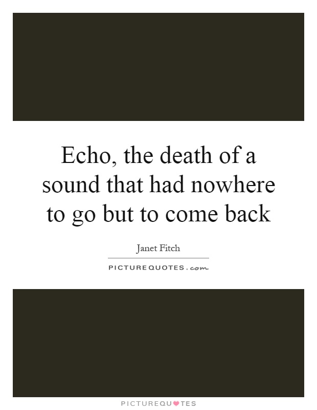 Echo, the death of a sound that had nowhere to go but to come back Picture Quote #1