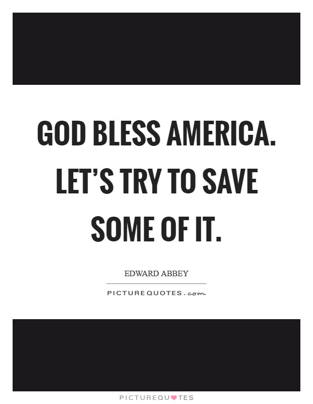 God bless America. Let's try to save some of it Picture Quote #1