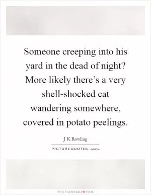 Someone creeping into his yard in the dead of night? More likely there’s a very shell-shocked cat wandering somewhere, covered in potato peelings Picture Quote #1