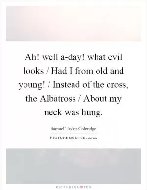 Ah! well a-day! what evil looks / Had I from old and young! / Instead of the cross, the Albatross / About my neck was hung Picture Quote #1