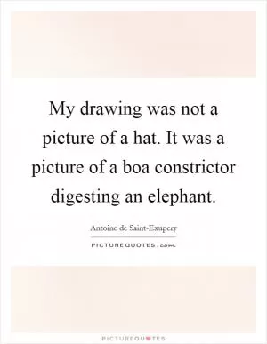 My drawing was not a picture of a hat. It was a picture of a boa constrictor digesting an elephant Picture Quote #1