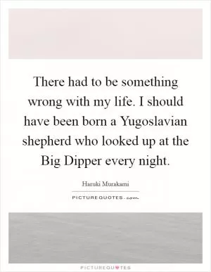 There had to be something wrong with my life. I should have been born a Yugoslavian shepherd who looked up at the Big Dipper every night Picture Quote #1