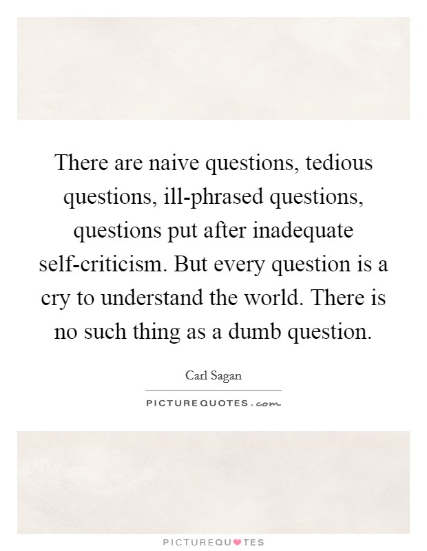 There are naive questions, tedious questions, ill-phrased questions, questions put after inadequate self-criticism. But every question is a cry to understand the world. There is no such thing as a dumb question Picture Quote #1