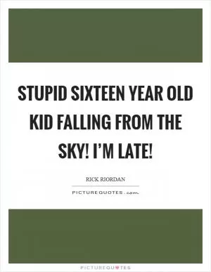 Stupid Sixteen year old kid falling from the sky! I’m late! Picture Quote #1