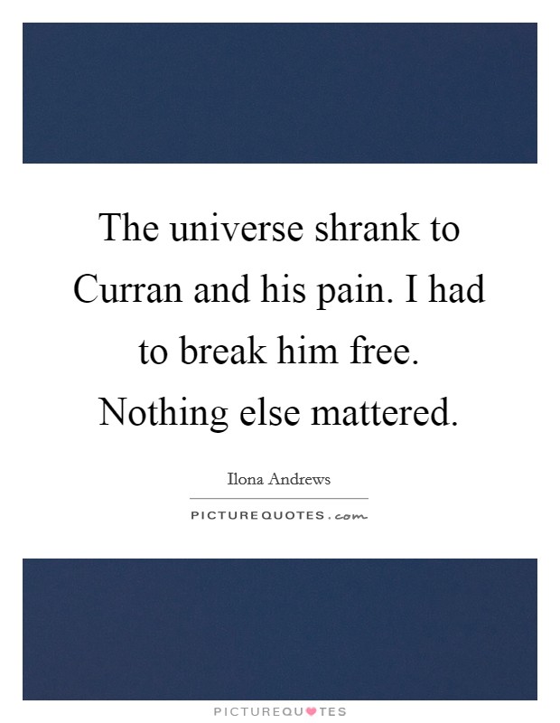 The universe shrank to Curran and his pain. I had to break him free. Nothing else mattered Picture Quote #1