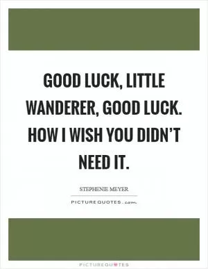 Good luck, little Wanderer, good luck. How I wish you didn’t need it Picture Quote #1