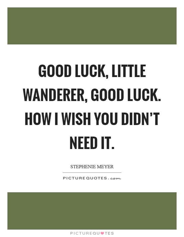 Good luck, little Wanderer, good luck. How I wish you didn't need it Picture Quote #1