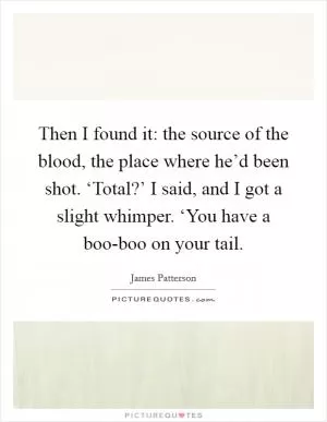 Then I found it: the source of the blood, the place where he’d been shot. ‘Total?’ I said, and I got a slight whimper. ‘You have a boo-boo on your tail Picture Quote #1